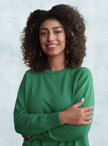 Woman in green sweater